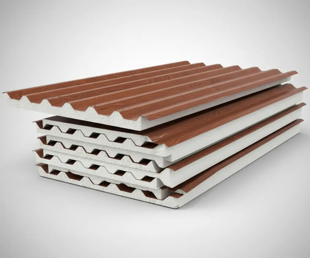 Telha sanduíche com forro e pintada